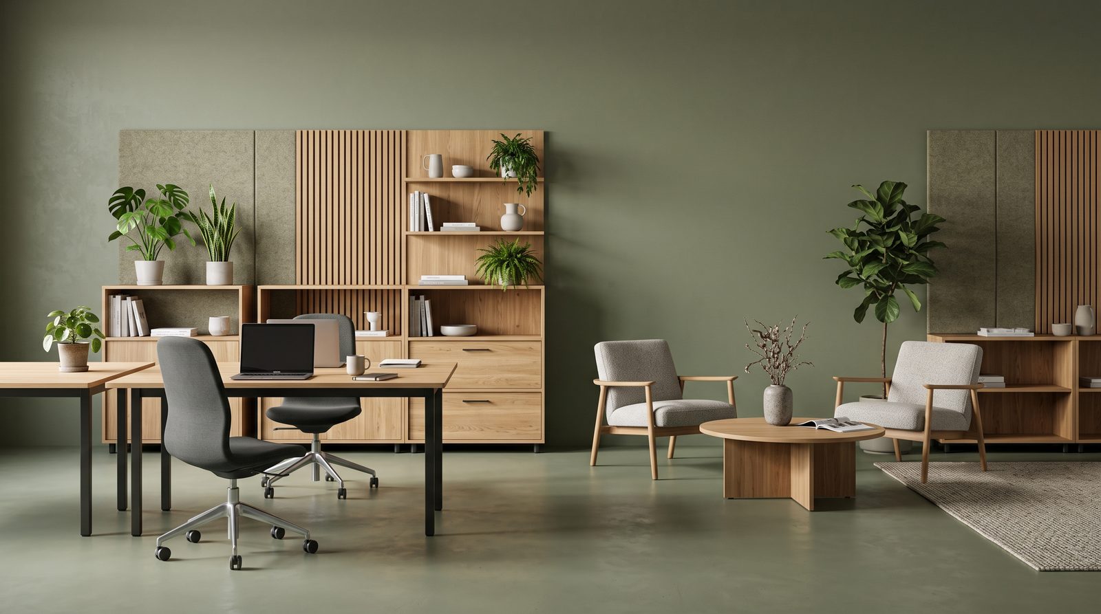 Grid Workspace System - white background furniture render