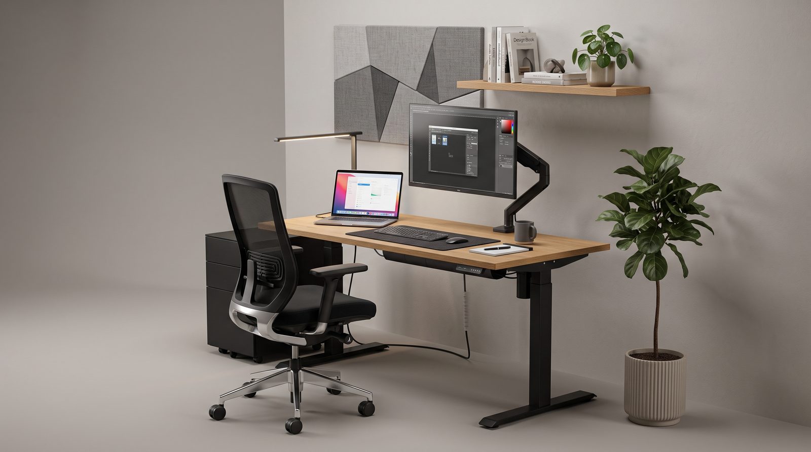 Solo Compact Workstation - white background furniture render